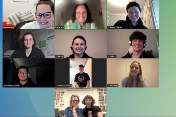 Screenshot of the second ETC Online Creative Conversation for 2025, with FLY GIRL co-creators Genevieve Hegney and Catherine Moore.